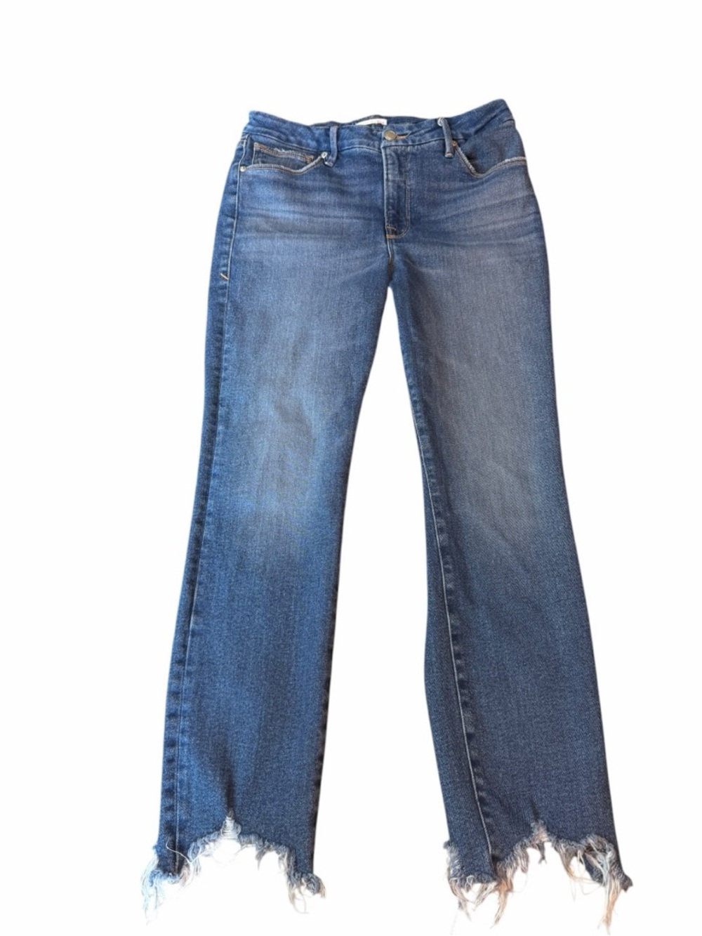 Good American Good Legs Cigarette Jeans Size 10 30 High Rise Raw Hem Denim